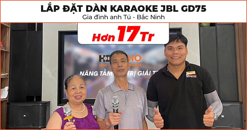 Lắp đặt Dàn Karaoke JBL GD75 cực hay trị giá hơn 17 triệu đồng cho gia đình anh Tú ở Từ Sơn, Bắc Ninh (JBL RM210, Neko DK1000, JKAudio K300, Chân loa gỗ 80cm)