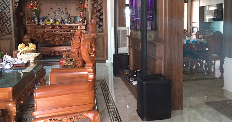 Lắp dàn karaoke cao cấp trị giá 124 triệu đồng cho anh Hướng ở Khoái Châu, Hưng Yên (JKAudio X9900 Pro, JKAudio B9, column array JBL PRX ONE)