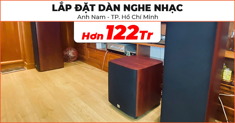Lắp đặt Dàn nghe nhạc cao cấp trị giá hơn 122 triệu đồng cho anh Nam ở TP. Thủ Đức, Hồ Chí Minh (JBL Studio 698, JBL Studio 660P, Yamaha R-N1000A, WiiM Ultra)
