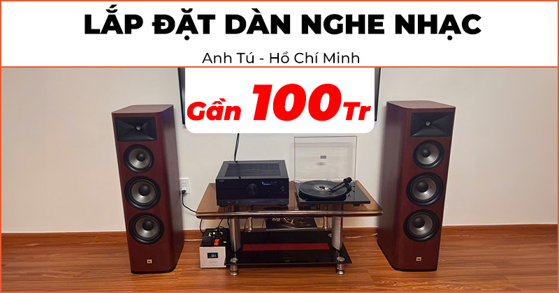 Lắp đặt Dàn nghe nhạc cao cấp trị giá gần 100 triệu đồng cho anh Tú ở Quận Bình Tân, Hồ Chí Minh (JBL Studio 698, Yamaha RX-A4A, Pro-Ject T1 Phono SB)
