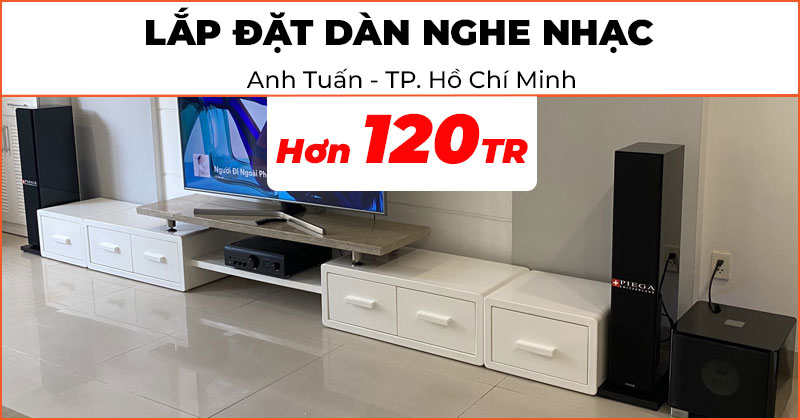 Lắp đặt dàn nghe nhạc cao cấp trị giá hơn 120 triệu đồng cho anh Tuấn ở TP. Hồ Chí Minh (Piega Classic 5.0, Sub Rel T9X, Denon PMA-1700NE)