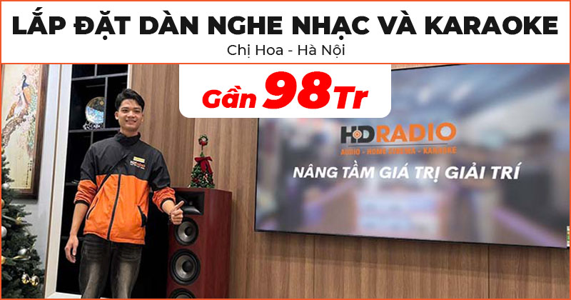 Lắp đặt dàn nghe nhạc và hát karaoke chất lượng trị giá gần 98 triệu đồng cho chị Hoa ở Cầu Giấy, Hà Nội Đón Tết (JBL Studio 698, Yamaha R-N1000A, Yamaha WXC-50, NEKO DK1000)