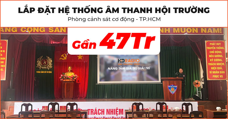 Lắp đặt hệ thống âm thanh hội trường chất lượng trị giá gần 47 triệu đồng cho phòng Cảnh Sát Cơ Động ở Quận 1, Hồ Chí Minh (Soundking Artos 1200, Soundcraft EPM6, Alpha Works D2)