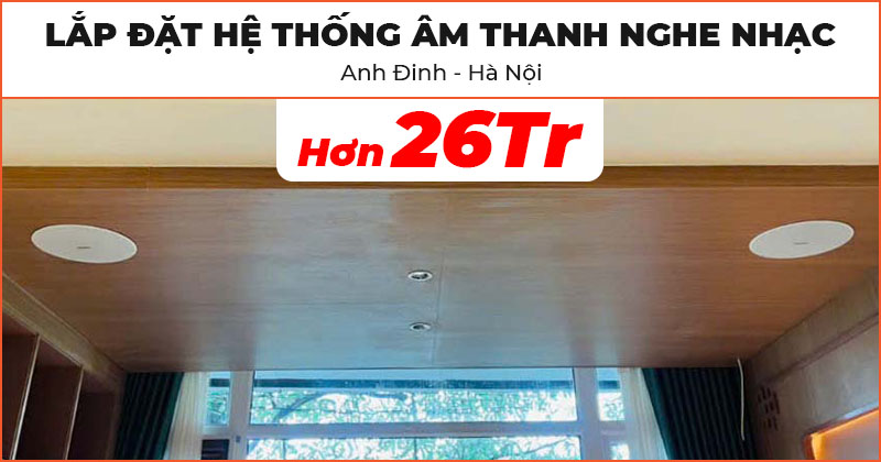 Lắp đặt Hệ thống âm thanh nghe nhạc cực chất lượng trị giá hơn 26 triệu đồng cho anh Đinh ở Quận Đống Đa, Hà Nội (Bose Designmax DM5C, Amply WiiM Amp)