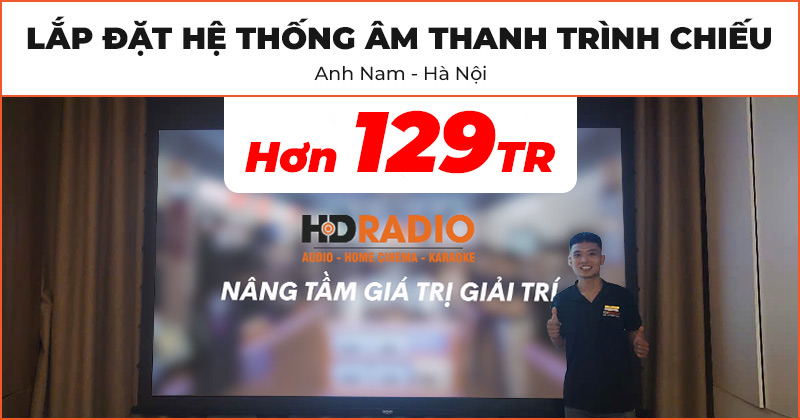 Lắp đặt máy chiếu gia đình và loa JBL trị giá hơn 129 triệu đồng tại phòng ngủ cho anh Nam ở Đống Đa (LG HU715QW, Grandview LF-MI120, JBL Bar 1000)