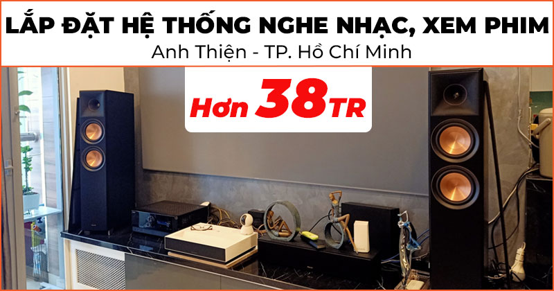 Lắp đặt hệ thống nghe nhạc, xem phim cực hay trị giá hơn 38 triệu đồng cho anh Thiện ở Quận Bình Thạnh, TP. Hồ Chí Minh (Klipsch RP-6000F II, Yamaha RX-V6A)