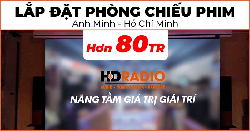 Lắp đặt hệ thống phòng chiếu phim cao cấp trị giá hơn 80 triệu đồng cho anh Minh ở Quận Tân Bình, TP. Hồ Chí Minh (Viewsonic PX701-4K, Màn chiếu điện Apollo, Denon AVR-X1700H, Dune HD Pro Vision 4K Solo, JBL Stage A130, Sub Polk Audio HTS10, JBL C-6IC)