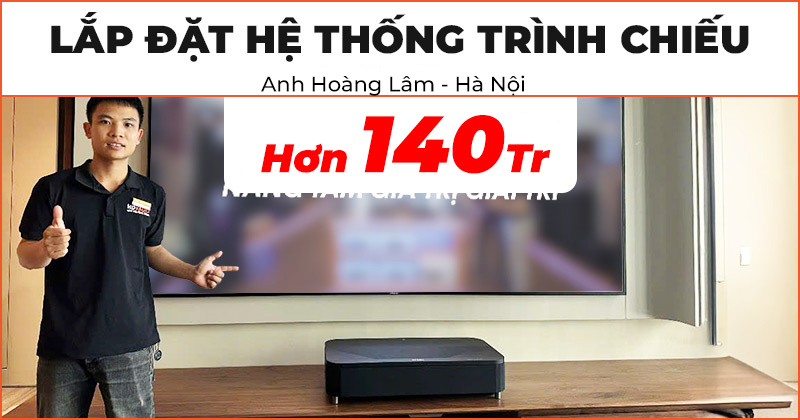 Lắp đặt hệ thống trình chiếu cao cấp trị giá hơn 140 triệu đồng cho anh Lâm ở Hà Đông, Hà Nội (Epson EH-LS800B, Grandview PE-Y100(16:9)DY3)