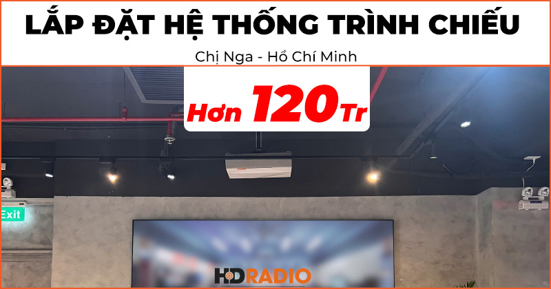 Lắp đặt hệ thống máy chiếu cao cấp trị giá hơn 120 triệu đồng cho chị Nga ở Quận Phú Nhuận, Hồ Chí Minh (Optoma CinemaX D2+, Grandview PE-L120(16:9)DY5)