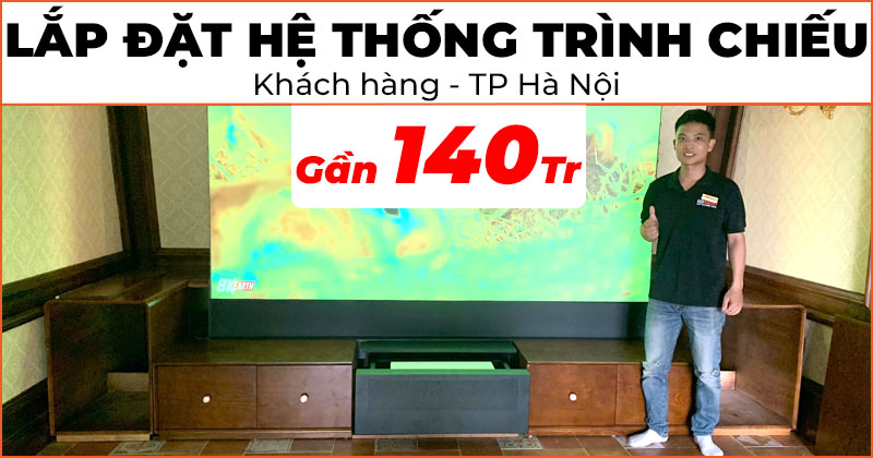Lắp đặt hệ thống trình chiếu cao cấp trị giá gần 140 triệu đồng cho khách hàng ở phường Nghĩa Đô, quận Cầu Giấy, Hà Nội (LG HU715QW, Vividstorm VSDSTUST110H)