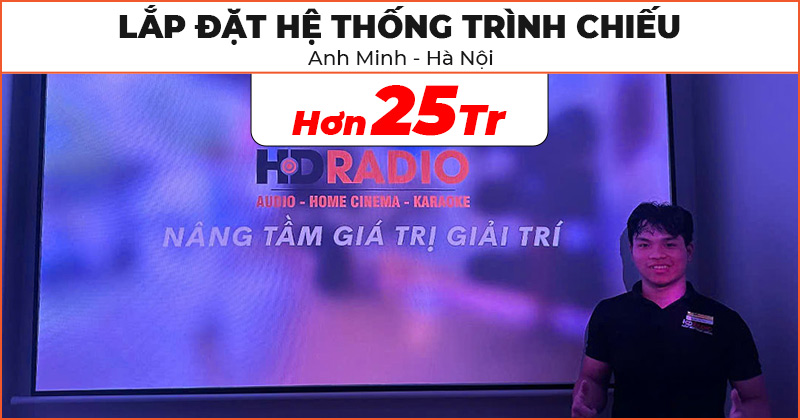 Lắp đặt Hệ thống trình chiếu chất lượng chỉ hơn 25 triệu đồng cho anh Minh ở Quận Nam Từ Liêm, Hà Nội (Jmgo N1S SE, Màn chiếu Jmgo 100 Inch, Giá treo máy chiếu Jmgo)