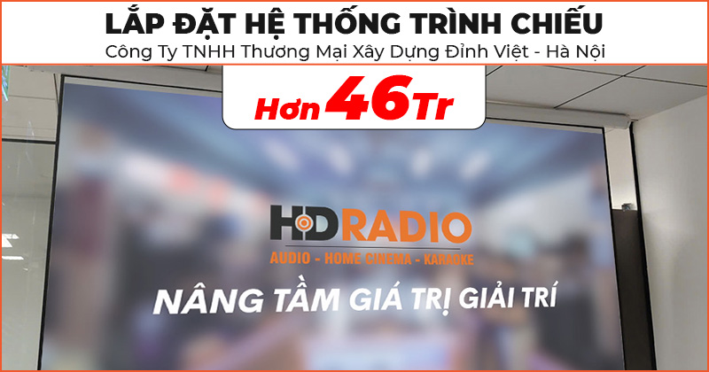 Lắp đặt Hệ thống trình chiếu chất lượng trị giá hơn 46 triệu đồng cho Công Ty TNHH Thương Mại Xây Dựng Đỉnh Việt ở Ba Đình, Hà Nội (Optoma GT1080HDR, Jmgo 120 inch, Giá treo EA-120)