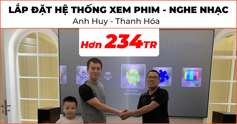 Lắp đặt hệ thống xem phim, nghe nhạc cao cấp hơn 234 triệu cho anh Huy ở Thanh Hóa (Optoma CinemaX P2, Grandview PE-L120, Klipsch RP-6000F II, Klipsch RP-502S II, Klipsch RP-504C II, Klipsch RP-1200SW, JBL C-6IC, Denon AVC X4700H)
