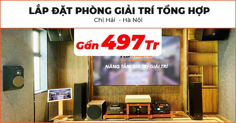 Lắp đặt Phòng giải trí tổng hợp cao cấp gần 497 triệu đồng cho chị Hải ở Hoài Đức, Hà Nội (Focal Chora Center, Surround, Theva No3, 600P, Wharfedale Anglo X12A, S803A, Pro 4TB, 22 Inch, Denon AVC X8500HA, Pro Vision 4K Solo, Grandview PE-L120, LG HU915QE)