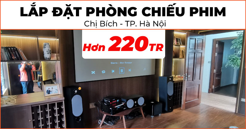Lắp hệ thống trình chiếu cao cấp hơn 220 triệu cho chị Bích ở Quận Long Biên, Hà Nội (Optoma UHD35+, Denon AVC X4700H, Dune HD Pro Vision 4K Solo, KIWI S803A, Focal Chora 816, Focal Chora Center, Focal Chora 806, Atmos Piega in-ceiling 5.25, Sub Rel T7X, 