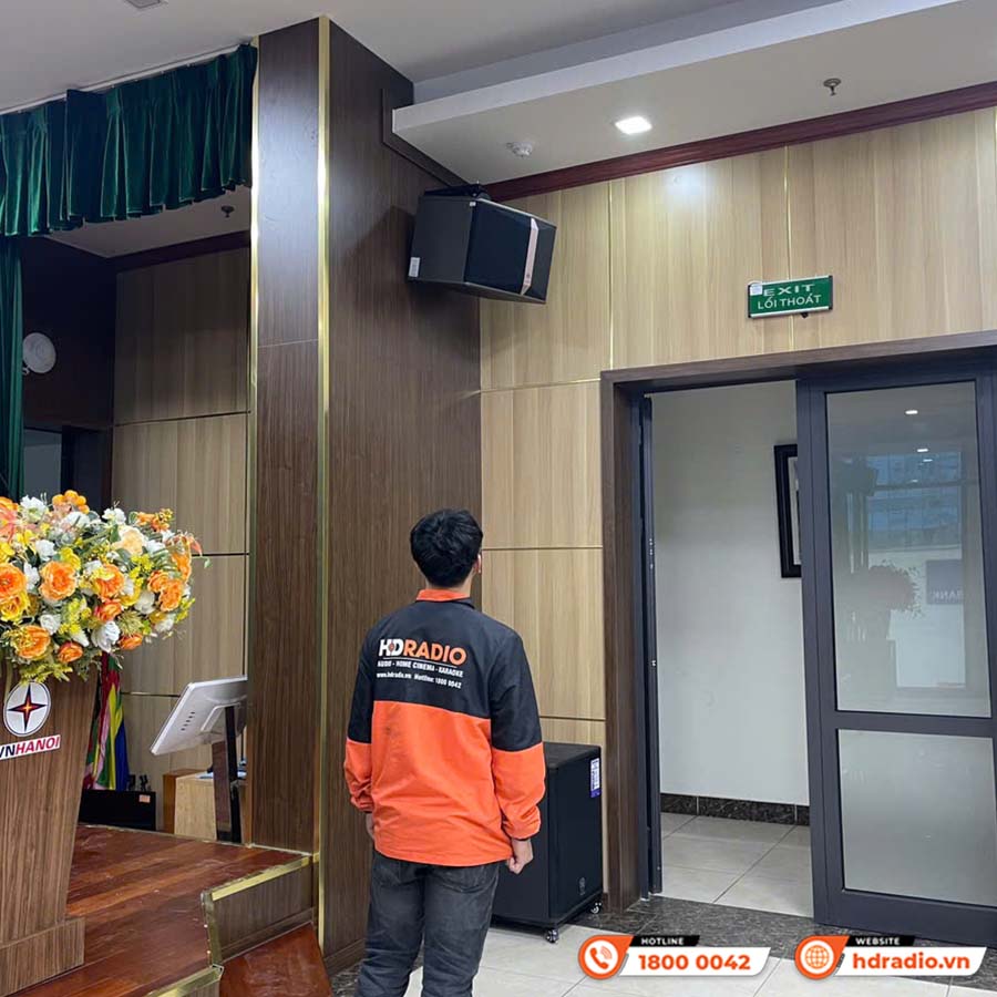 Lắp bổ sung Loa JBL Ki512 và Setup lại hệ thống âm thanh hội trường tại Công Ty Điện Lực Hà Đông