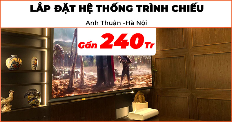 Lắp hệ thống trình chiếu 4K đỉnh cao trị giá gần 240 triệu cho anh Thuận ở Hà Nội (Samsung LSP9T, GRANDVIEW CB-MI133, Samsung HW-Q950A, Cáp HDMI 15M Liton)