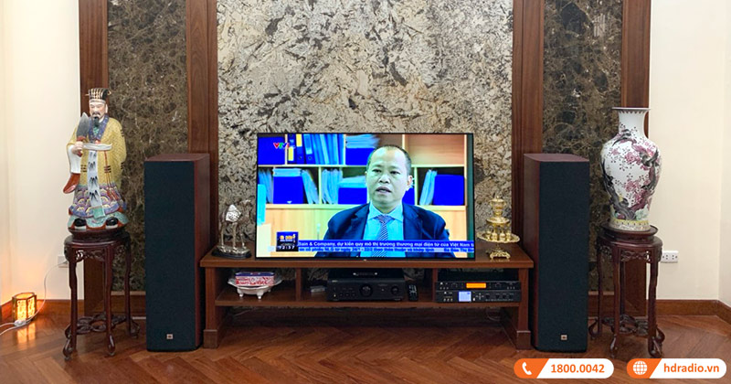 Tư vấn, Lắp đặt bộ dàn nghe nhạc kết hợp Karaoke cực hay trị giá gần 90 triệu cho chú Vinh ở Đống Đa, đón tết 2022 (HD61: JBL Studio 690 + Denon PMA 1600NE + JKAudio B9 + X8000)