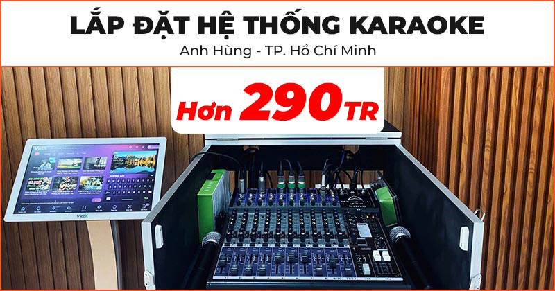 ​​Lắp đặt hệ thống âm thanh karaoke cao cấp trị giá hơn 290 triệu đồng cho anh Hùng ở TP. Hồ Chí Minh (Wharfedale ALO ENG312, SL824USB, CPD3600, ANGLO E18B, VietK 22 Inch, ViệtK 4K Plus 6TB, Shure BLX288A/SM58, JKaudio X9900 Pro, KIWI S803A, Tủ Rack 16U)