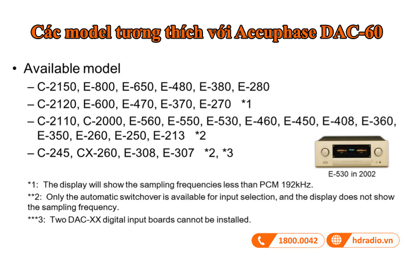 model tuong thich voi accuphase dac60