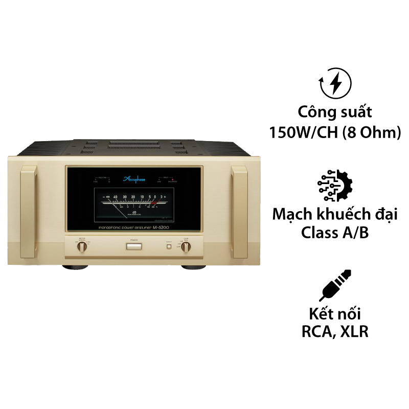 Mono Power Amply Accuphase M6200, 2 Kênh, 150W/CH (8 Ohm)