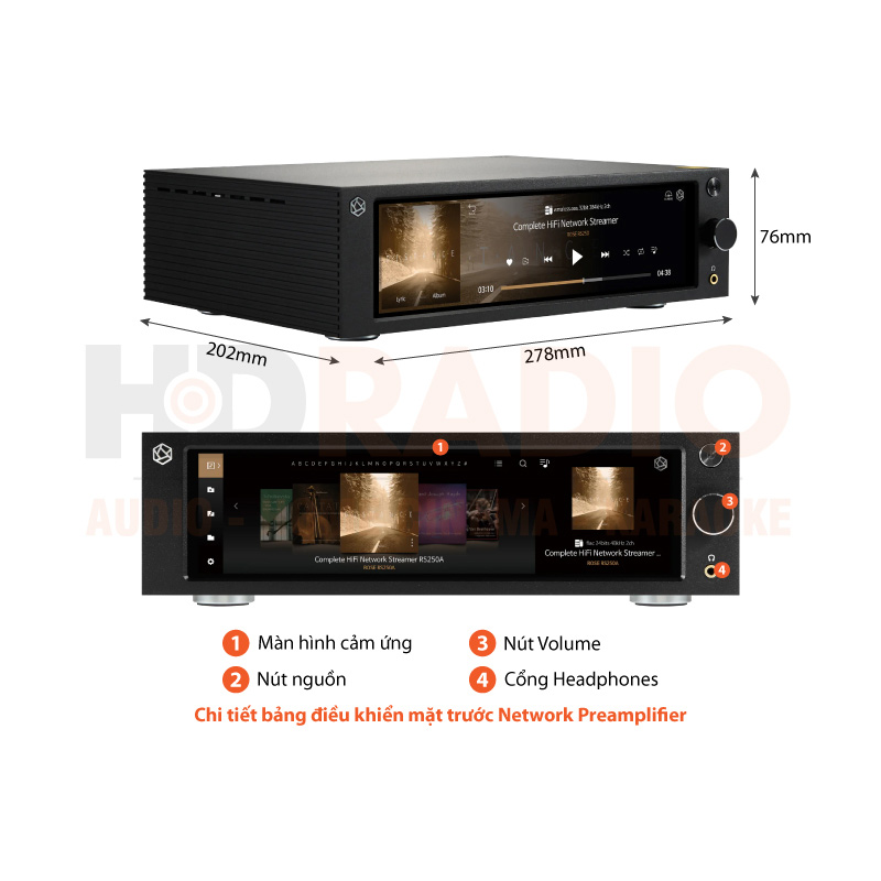 Chú thích Network + Preamplifier Hifi Rose RS250