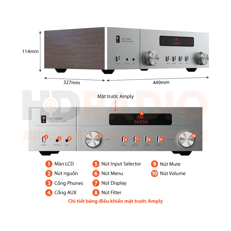 Amply JBL SA550 Classic, 2 kênh, Công suất 150W/CH ở 4 ohm, Bluetooth AptX Adaptive-1