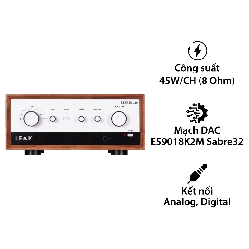 Amply Leak Stereo 130, 2 Kênh, 45W/CH (8 Ohm)