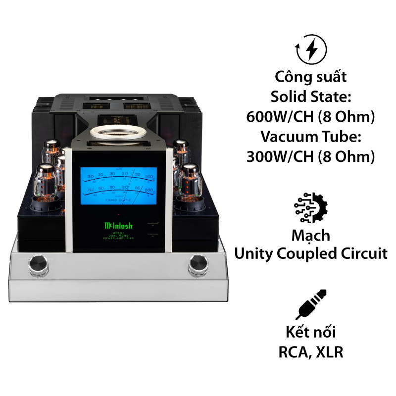 Mono Power McIntosh MC901, 1 Kênh, 600W (Phần Solid State), 300W (Phần Vacuum Tube)