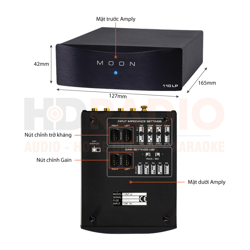 Chú thích Phono Preamp Moon 110LP V2