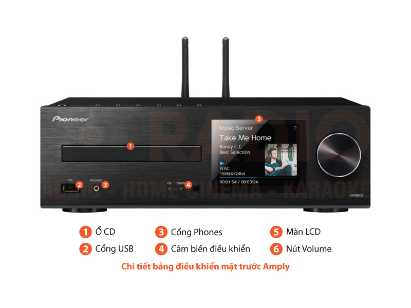 Chú thích Amply + CD Pioneer XC-HM86D