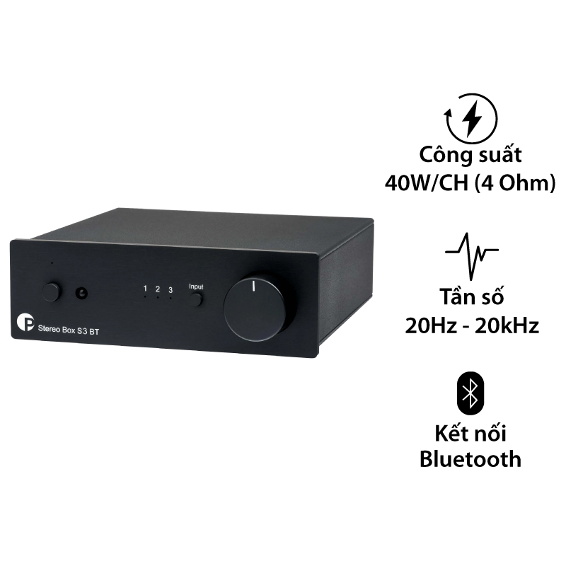Amply Pro-Ject Stereo Box S3 BT, 40W/kênh, Bluetooth