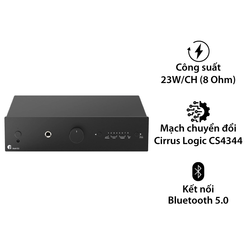 Amply Pro-Ject MaiA S3, 2 kênh, 40W/CH, Bluetooth