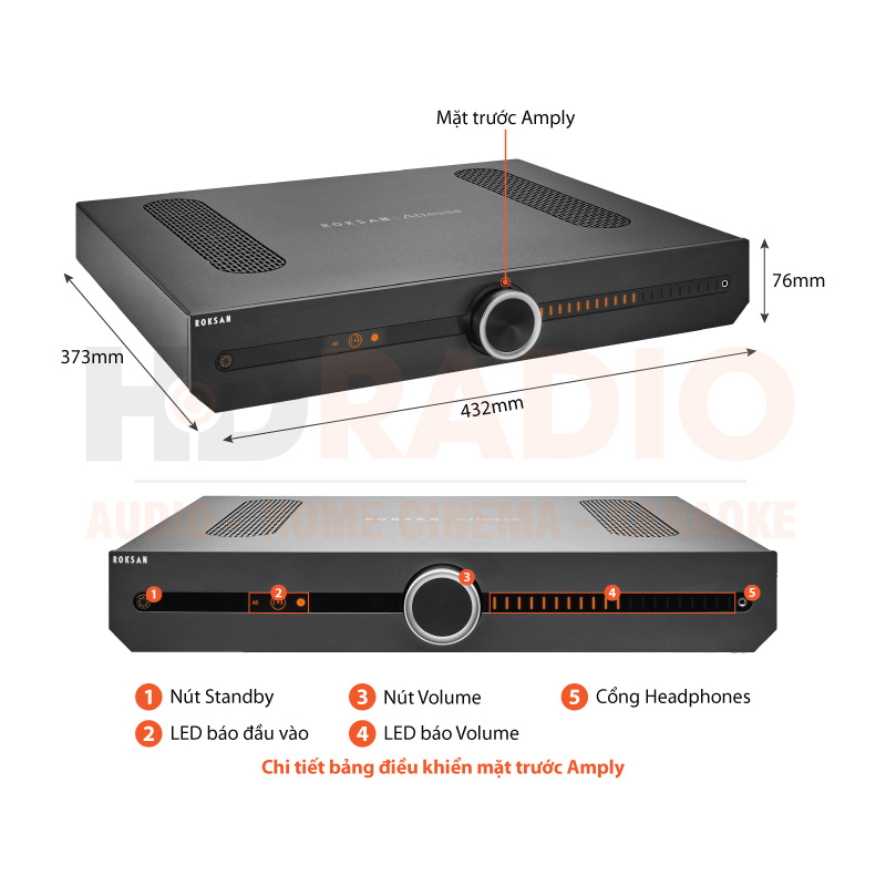 Amply Roksan Attessa, 2 kênh, 80W/CH (8 Ohm), Có Bluetooth-1