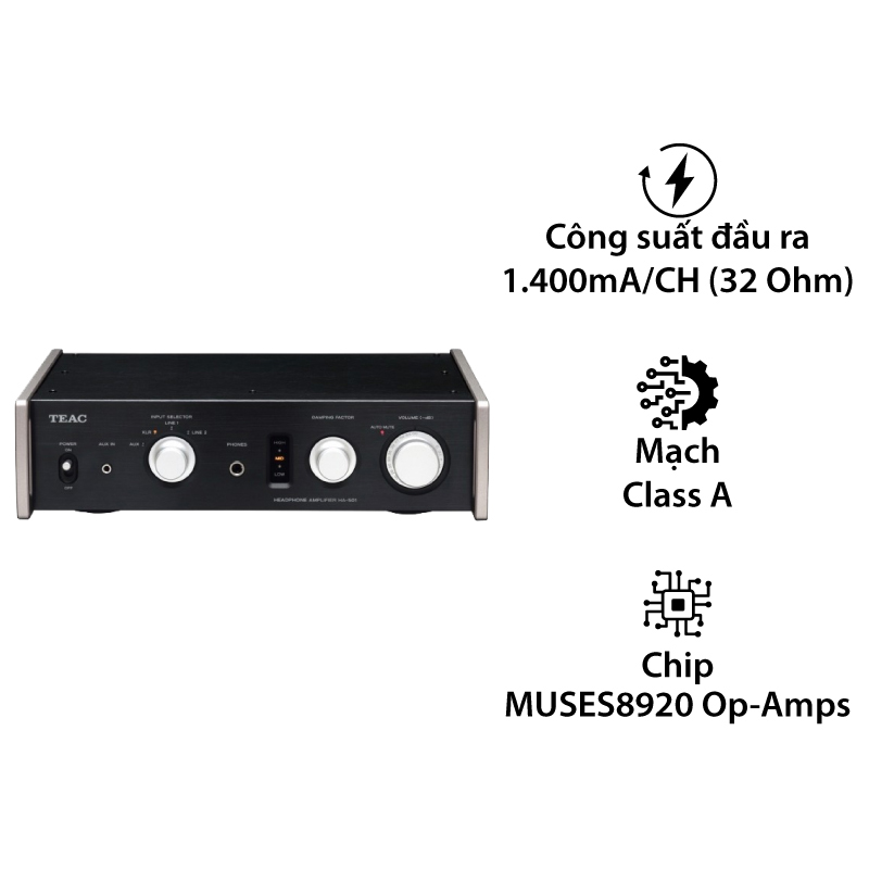 Amply TEAC HA-501E, 2 Kênh, 1400mW/CH (32 Ohm)
