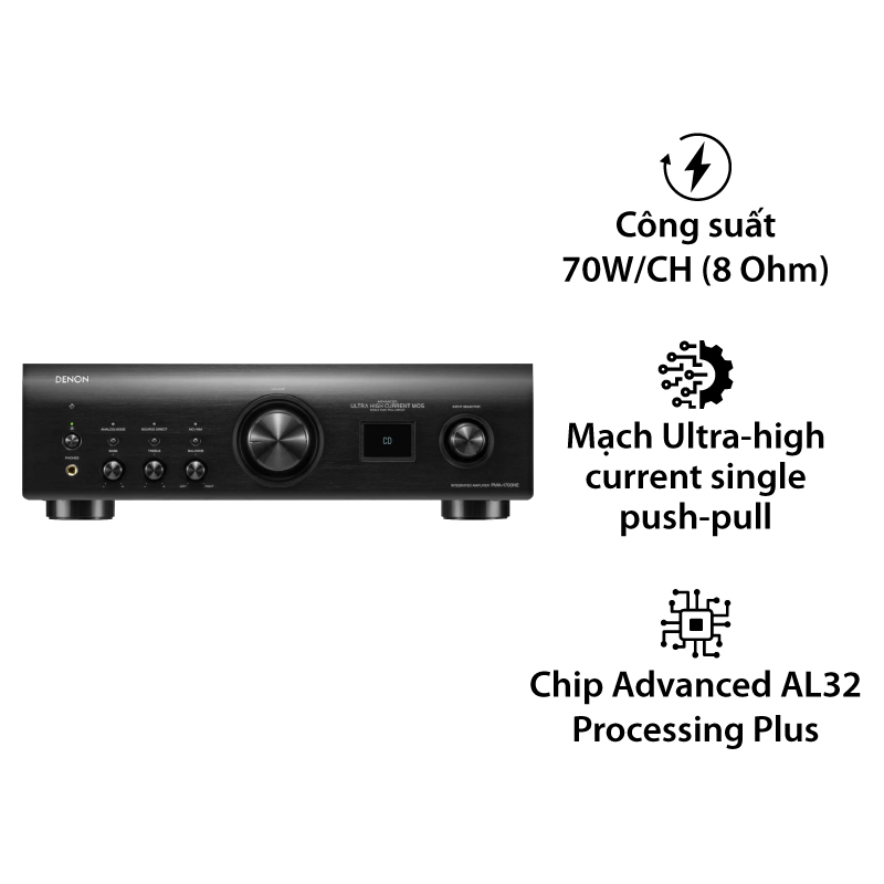 Amply Denon PMA-1700NE (2 Kênh, 140W/Kênh, Optical, CD, Phono)
