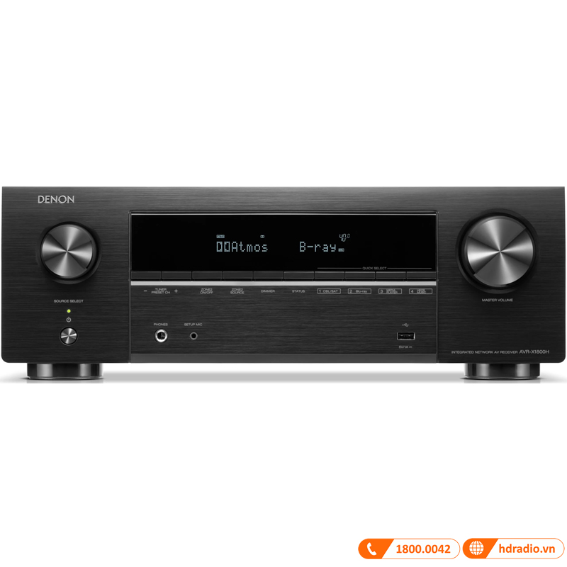 Amply Denon AVR-X1800H (7.2 Kênh, 80W (8Ohms), 8K, HEOS, Bluetooth, Wi-Fi, AirPlay 2, HDMI, Optical)-1