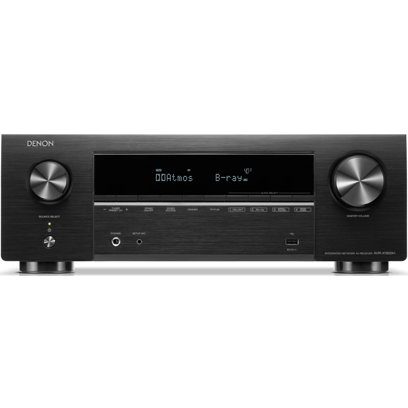 Amply Denon AVR-X1800H (7.2 Kênh, 80W (8Ohms), 8K, HEOS, Bluetooth, Wi-Fi, AirPlay 2, HDMI, Optical)