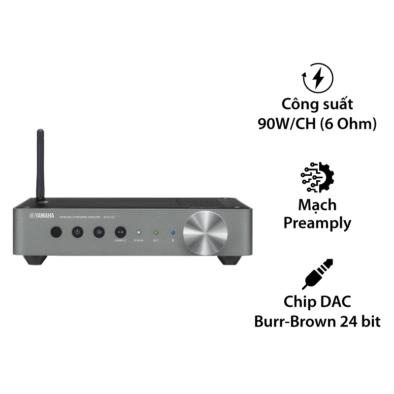 Amply Yamaha WXA-50, 2 Kênh, 90W/CH (6 Ohm), Bluetooth, Tích Hợp DAC