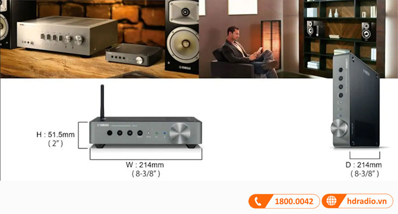 thân máy nhỏ gọn có thể đặt tại nhiều vị trí trong không gian giải trí