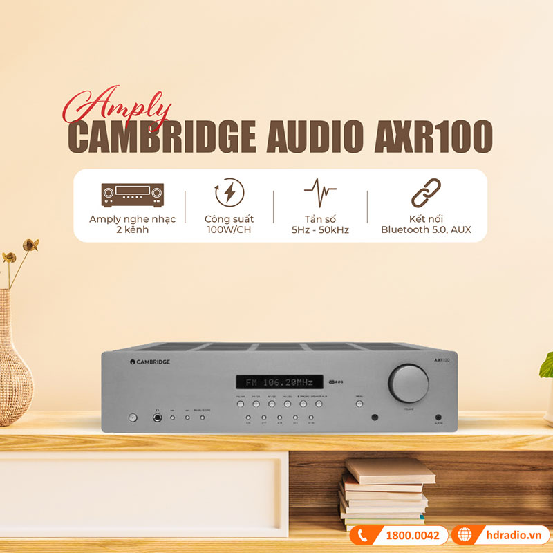 Amply Cambridge Audio AXR100, 2 Kênh, 100W/CH (8 Ohm), Bluetooth-1