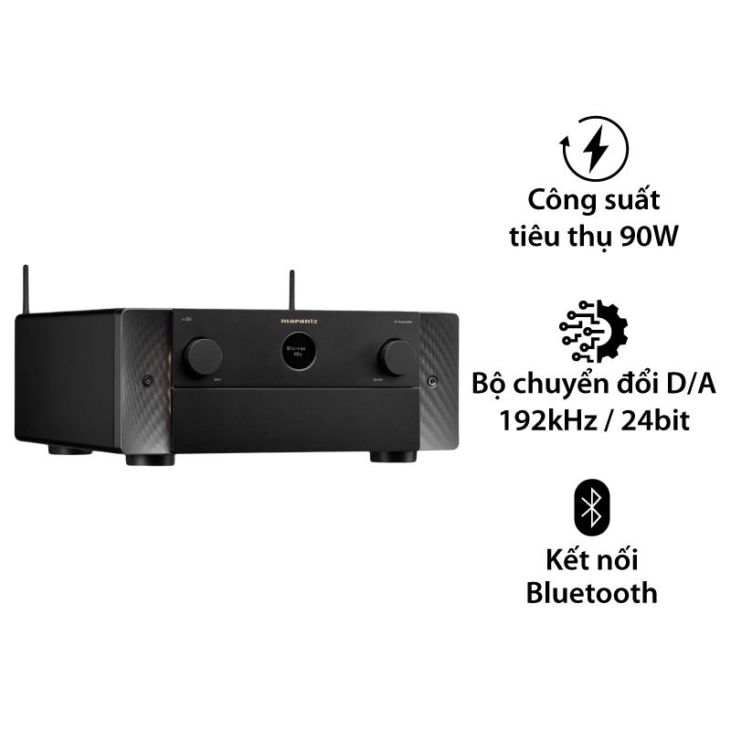 Pre Amply Marantz AV 10, Dolby Atmos (lên đến 7.1.6 hoặc 9.1.4), DTS: X và Auro-3D (lên đến 13.1)