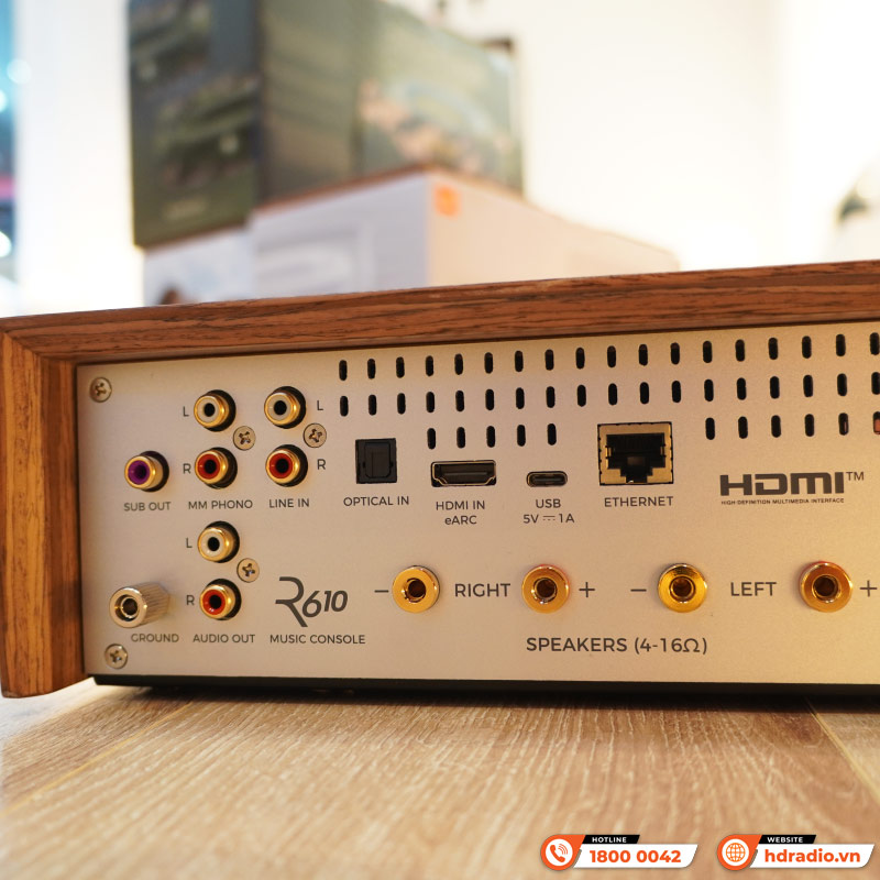 Amply Ruark R610, 2 × 75W/kênh Class-D, Wi-Fi, Bluetooth 5.1, HDMI ARC/eARC, AirPlay, Google Cast-8