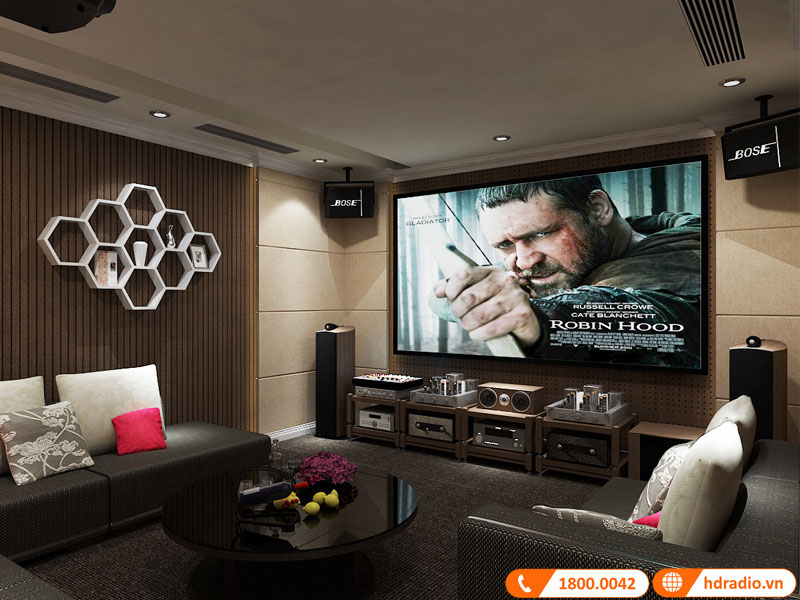 Thiết kế phòng chiếu phim gia đình chị Oanh Green Bay