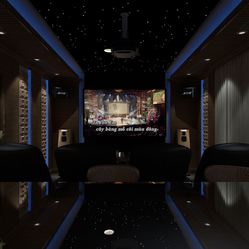 Thiết kế phòng chiếu phim gia đình anh Trung Splendora