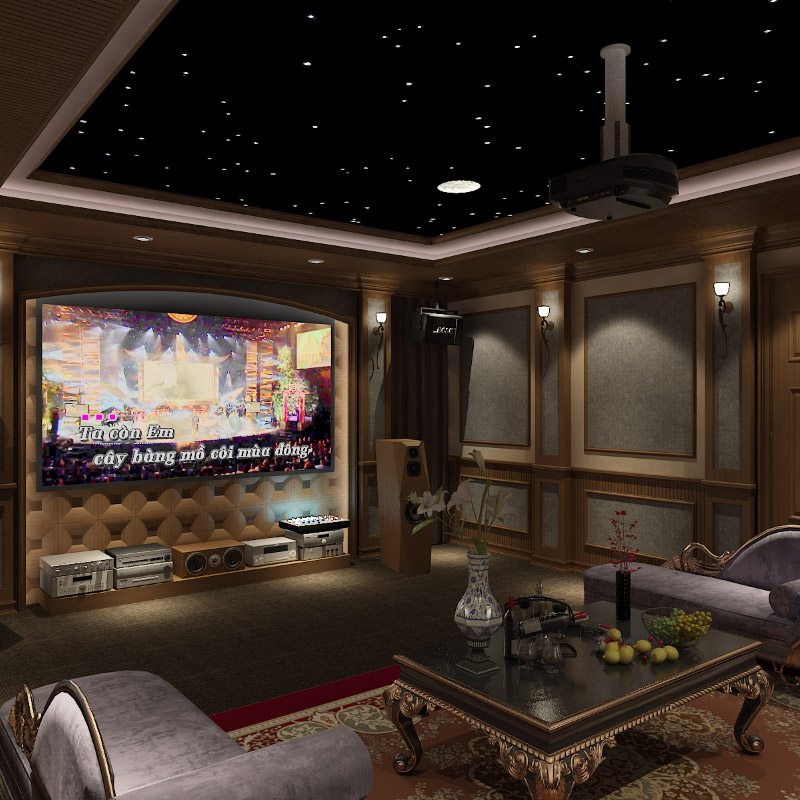 Thiết kế phòng chiếu phim gia đình anh Phú La Khê Hà Đông