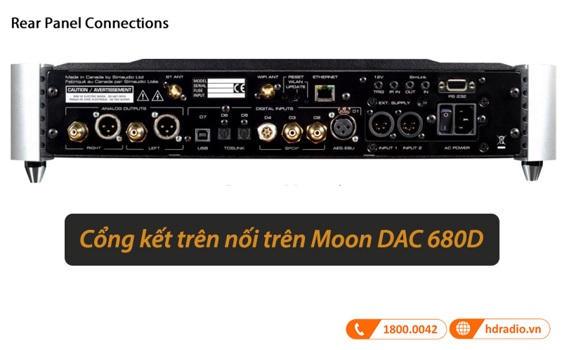 Cổng kết nối trên DAC Moon 680D