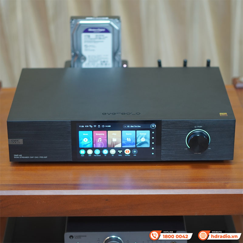 Music server Eversolo DMP-A8, Pre Amp, DAC AK4499EX và AK4191EQ, Network streamer, Bluetooth, 4GDDR4 kết hợp 64GeMMC-5