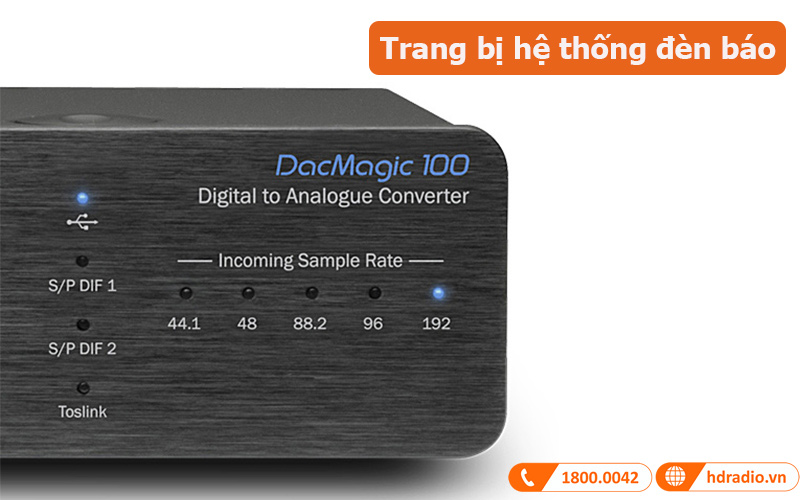 DAC + Headamp Cambridge Audio DacMagic 100 trang bị hệ thống đèn báo
