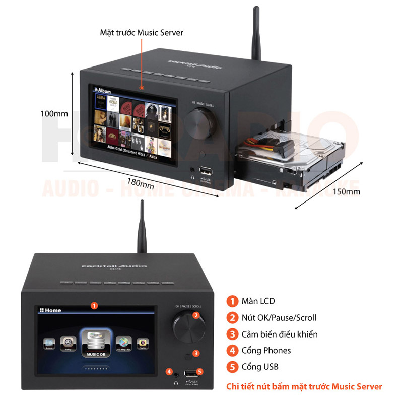 Music server Cocktail X14, DAC, Amply, Hỗ trợ quản lý nhạc số, Ethernet, Bluetooth-3